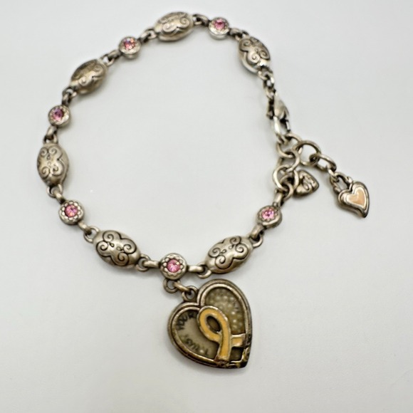 Brighton Jewelry - BRIGHTON Silver Plated Cancer Awareness Charm Bracelet 7" - 8"